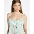 thumbnail image 3 of No Boundaries Seersucker Double Tie Cami Top and Pants Set, 2-Piece, Women's XXS-XXL, 3 of 4