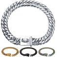 thumbnail image 3 of Cadena de acero inoxidable de oro de 18K para perro, Collar de Choke de 10mm para mascota, Collar cubano grande, Collar de entrenamiento antideslizante para cachorro Pitbull, 3 of 4