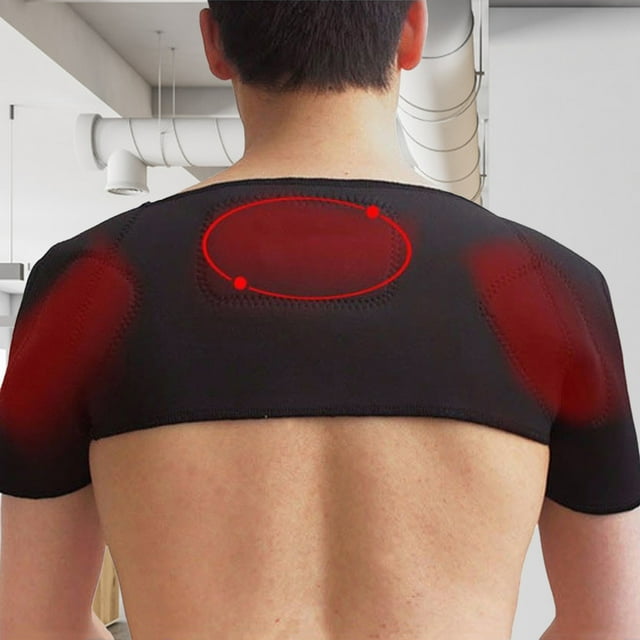 Flmtop Coussin d'Épaule Auto-Chauffant Thérapie Magnétique Simili Cuir Sangle d'Épaule Réglable Douce pour Sports