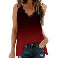 thumbnail image 1 of Blusa sin mangas con estampado de día de la independencia de patchwork de encaje con cuello en V de verano para mujer Pompotops  lopia999029, 1 of 5