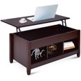thumbnail image 4 of Topbuy Table en Bois Réglable en Hauteur Bureau à Thé Compartiment Caché pour Salon, 4 of 10
