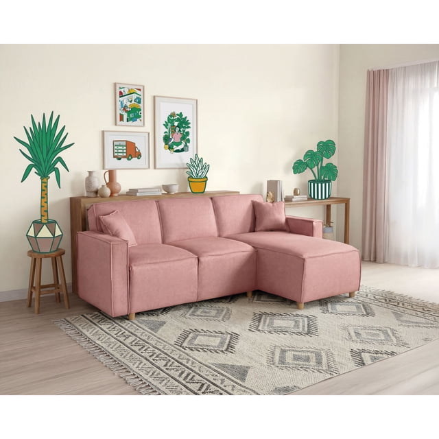 Sala Modular Reversible Makora Bennet con Memory Foam Palo de Rosa Lino y Respaldo Ajustable