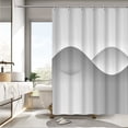 thumbnail image 3 of White and Black Shower Curtain for Bathroom Boho Lines Fabric RV Shower Curtains Waterproof Geometric 60x72inches Bathtub Shower Curtain Set with Hooks, 3 of 5