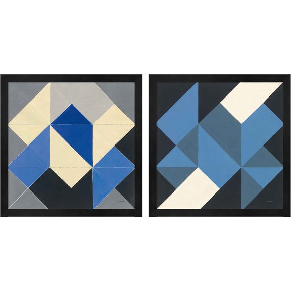 Great Art Now Triangles by Mike Schick, 2 Piece Framed Art Set Each 13.25"W x 13.25"H