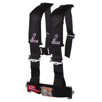 Dragonfire Racing 4-Point H-Style Safety Harness w/Sternum Clip 2" Black for Kawasaki Teryx4 750 2012-2013