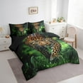 thumbnail image 2 of Leopard Bed Set in a Bag 7 Pcs,Wild Animal Cheetah Brown Leopard Print Bedding Set,Jungle Wildlife Botanical Green Grass Comforter with Fitted,Flat Sheet,Pillowcase,Pillow Covers,Twin, 2 of 5