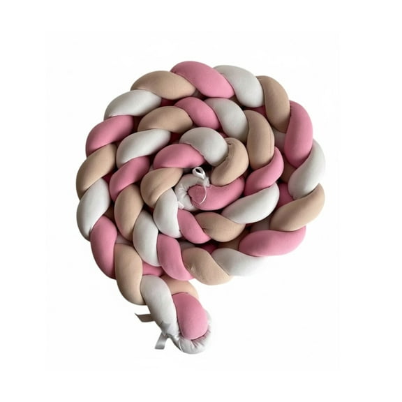 Cojín Protector De Cuna Bebé Personalizado 4 Mts Rosa Beige Liso Rosa