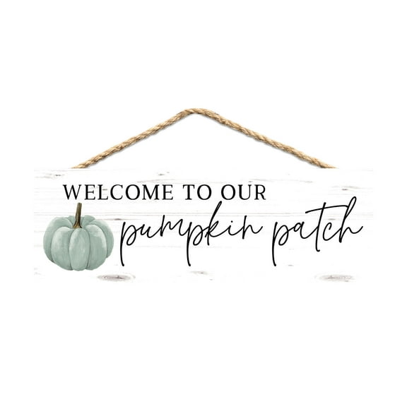 Welcome To Our Pumpkin Patch White 10 x 4 Pine Wood Decorative String Sign
