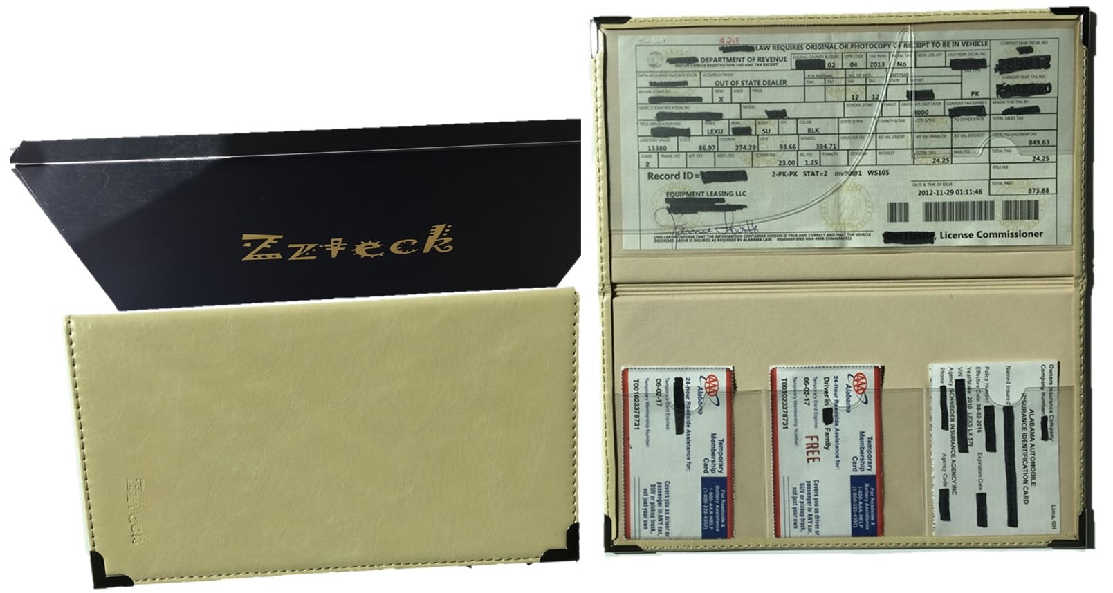 Car Registration Card Holder and Insurance for Auto Truck Glove Box