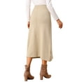 thumbnail image 3 of INSPIRE CHIC Women's Sweater Skirt Elastic High Waist Stretchy Ribbed Knit A-Line Midi Skirts Fall Winter Outfits S Apricot, 3 of 6