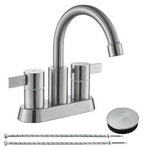 Brushed Nickel Bathroom Sink Faucet 2Handle 4 Inch Centerset Vanity Mixer Faucet