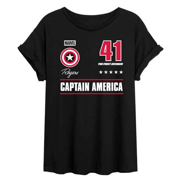 Marvel - Captain America Portrait Jersey - Women's Oversized Graphic T-Shirt
