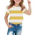 thumbnail image 2 of Ruyang Kids Girls Striped T Shirts Round Neck Loose Fit Short Sleeve Summer Casual Lightweight Outdoor Athletic Tee Tops, 2 of 7