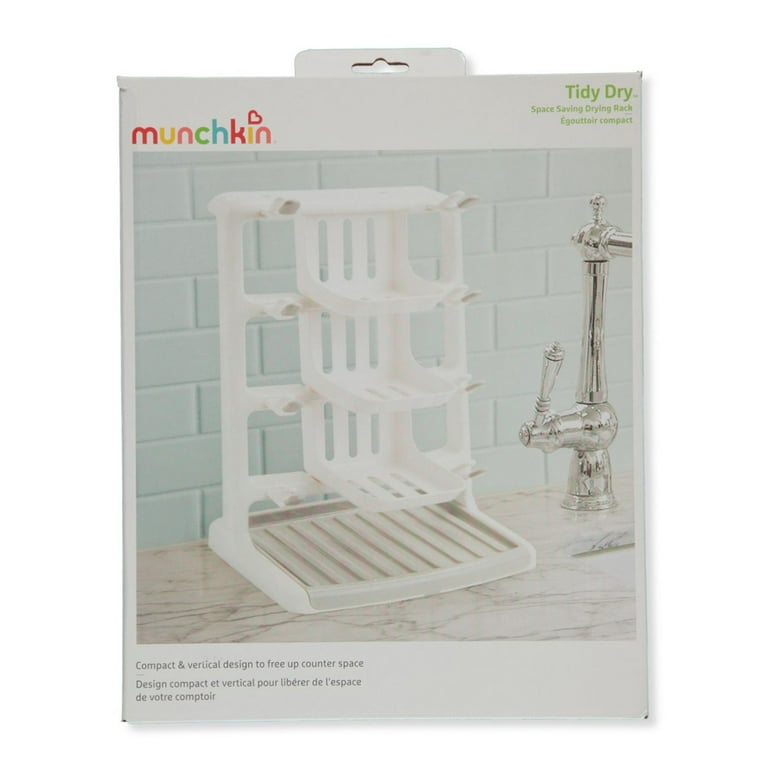 Munchkin® Tidy Dry™ Baby Bottle Drying Rack and 2pk Sponge™ Bottle Brush,  Grey