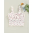 thumbnail image 2 of Genuiskids Girls Summer Tank Tops Big Kids Ribbed Ruffled Floral Print Boat Neck Pullover with Bow 8-12T, 2 of 9