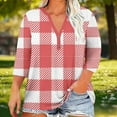 thumbnail image 2 of Women's Casual Plus Size Printed 3/4 Sleeve V-Neck Blouse Tops Shirts Tunics Loose Fit Floral Pattern Soft Fabric Fashionable Comfortable for Work Office Vacation Daily Wear Fashion Essential Gift fo, 2 of 9
