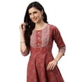 thumbnail image 5 of Yash Gallery Women's Cotton Floral Print Daily Wear Anarkali Kurta (Maroon,3XL), 5 of 5