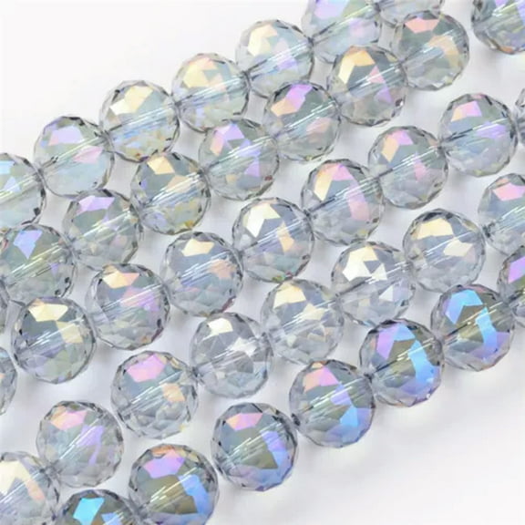 U8MO 8.6" Strd Gorgeous Faceted Glass Beads Round Mini Loose Beads Crafting 14~20mm-Lilac-20mm