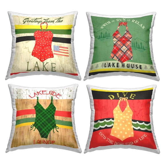 Stupell Industries Summer Swimsuit Phrases Decorative Printed Throw Pillow Design by Andrea Tachiera (Set of 4)