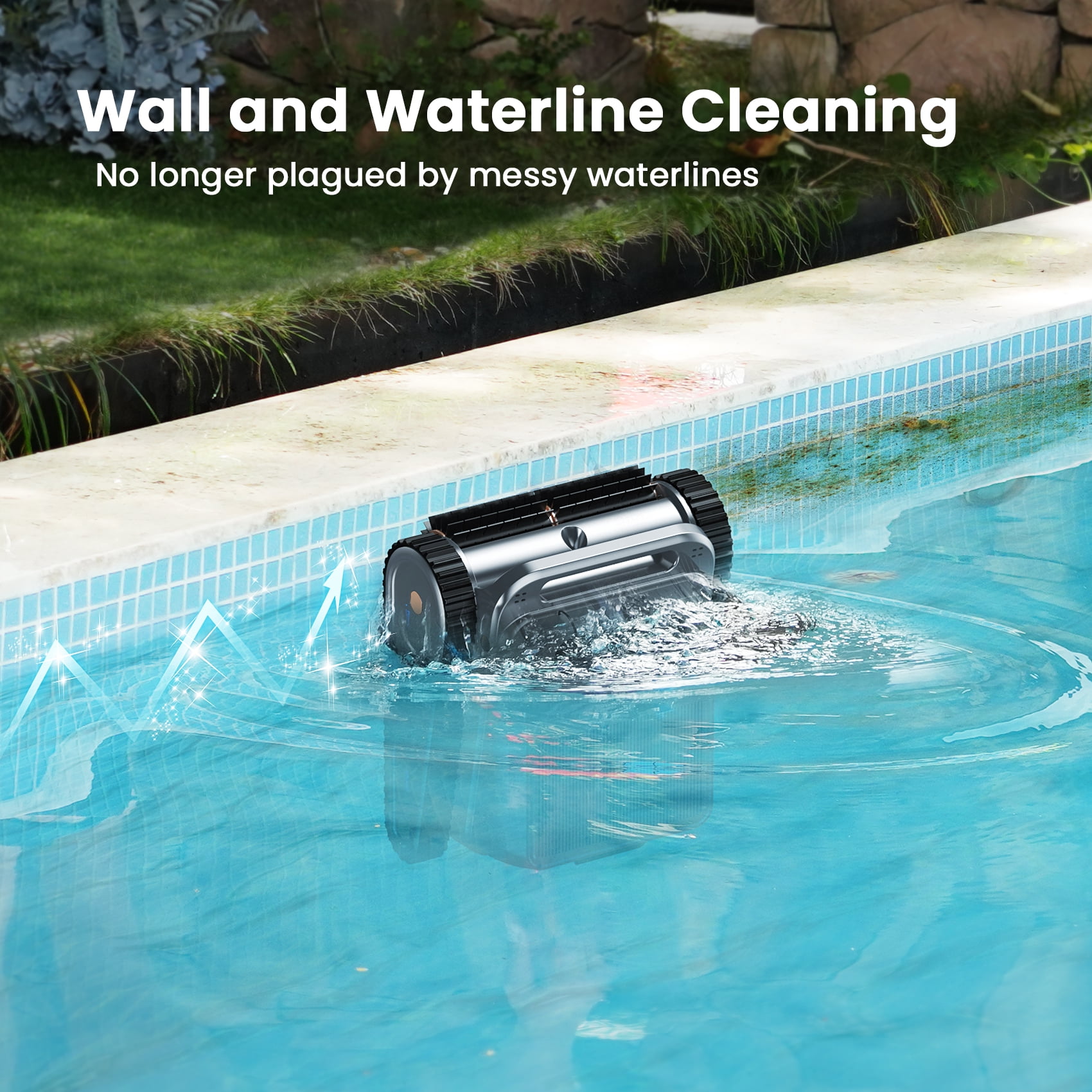 Devoac Robotic Pool Vacuum Cleaner Cordless Wall-Climbing for Above-Ground Pools and In-Ground Pools