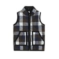 thumbnail image 2 of Kids Spring Autumn Vest Coat Sleeveless Stand Collar Plaid Waistcoat with 2 Pockets, 2 of 10