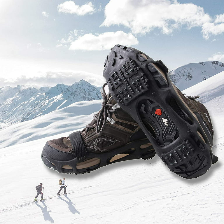 Ice Cleats Snow Traction Cleats Crampon for Walking on Snow and Ice Non-Slip  Overshoe Rubber Anti Slip Crampons Slip-on Stretch Footwear 