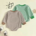 thumbnail image 4 of Gerichy Newborn Baby Boy Fall Outfit Tractor Embroidery Striped Bubble Romper Long Sleeve Waffle Knit Bodysuit 0-18 Months, 4 of 6
