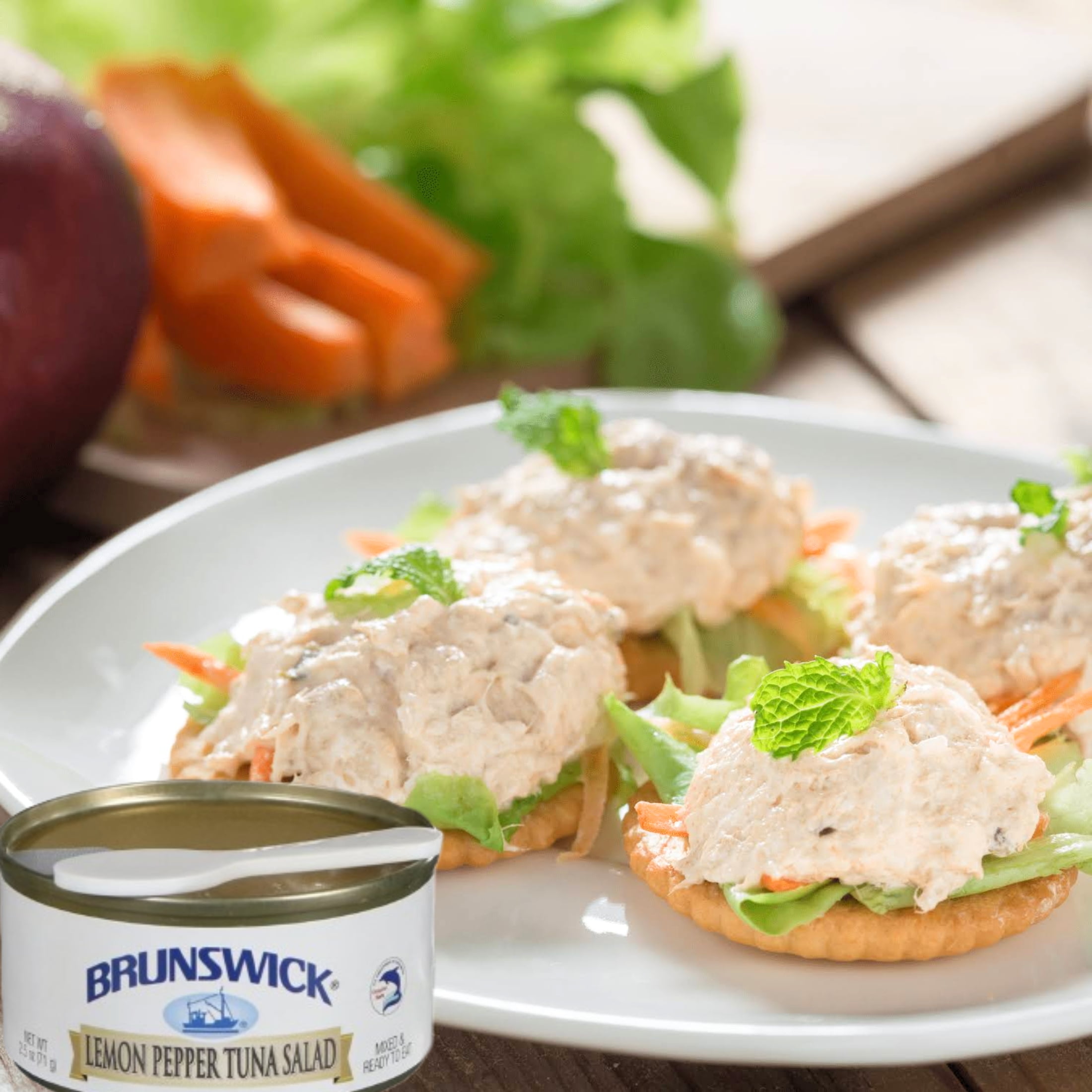 Ranch Lemon Pepper Tuna with Crackers 3.0 oz Plastic Spreader Spoon Included Ready to Eat Preservatives Convenient Healthy Canned Food Snacks Kit for Family Picnic School Lunches Gift Supplies 6 Pack