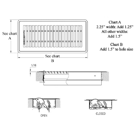 

6in x 12in Greystone Brown Stamped Steel Floor Register - Overall 7 1/2in x 13 1/2in