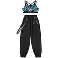 thumbnail image 3 of vastwit Kids Girls Jogger Pants Dance Outfits Sports Crop Tops 2 Piece Set for Jaz Hip Hop Street Lily 8, 3 of 7