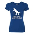 thumbnail image 2 of Wild Bobby, Unstoppable T Rex Funny, Pop Culture, Women Slim Fit Junior Tee, Royal, X-Large, 2 of 4