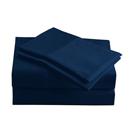 Peru Pima, Bed Sheets Set with 4 Pieces, 415 Thread Count Percale, 100% Peruvian Pima Cotton, King Size, Navy Blue Color