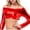 #147-Red, variant on Women's Metallic Off Shoulder Long Sleeve Crop Top, Shiny Solid Color Party Clubwear for Night Out, Rave, and Festival Wear Gifts