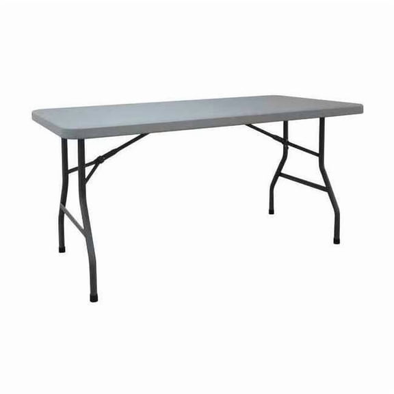 Rectangle Folding Table, 30" W, 60" L, 29" H, Blow Molded Polyethylene Top, Gray