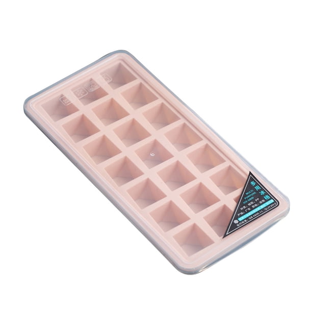 Molde de silicona de 21 cavidades para hacer cubitos de hielo, bandeja para molde de crema para pasteles con tapa, utensilios para hornear, cuadrado, rosa Methold HA004768-01