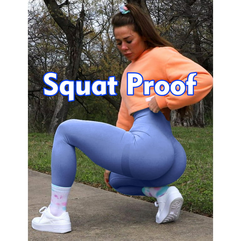 A AGROSTE Scrunch Butt Lifting Seamless Leggings Booty High Waisted Workout  Yoga Pants Anti-Cellulite Scrunch Pants Light Blue-M