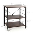 thumbnail image 3 of Canddidliike 3-Tier Kitchen Baker's Rack Microwave Oven Storage Cart with Hooks-Charcoal Brown, Bakers Rack Kitchen Storage Shelf, 3 of 8