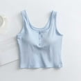 thumbnail image 2 of hotojiny Tank Tops for Women Summer Cute Sleeveless Henley Shirts Solid Cropped Basic Tees with Built in Bra Beach Vacation Clothes, 2 of 7