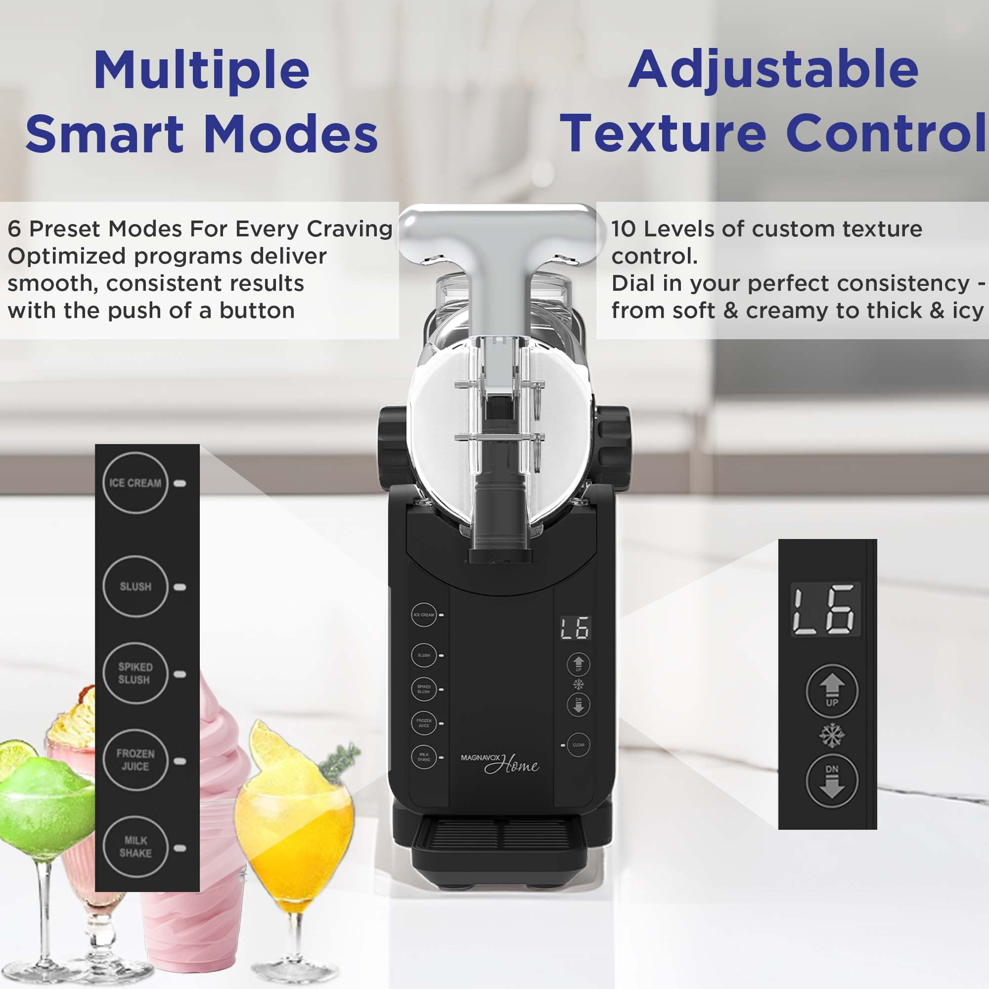 Magnavox Home Ice Cream & Frozen Slush Drink Maker, Black