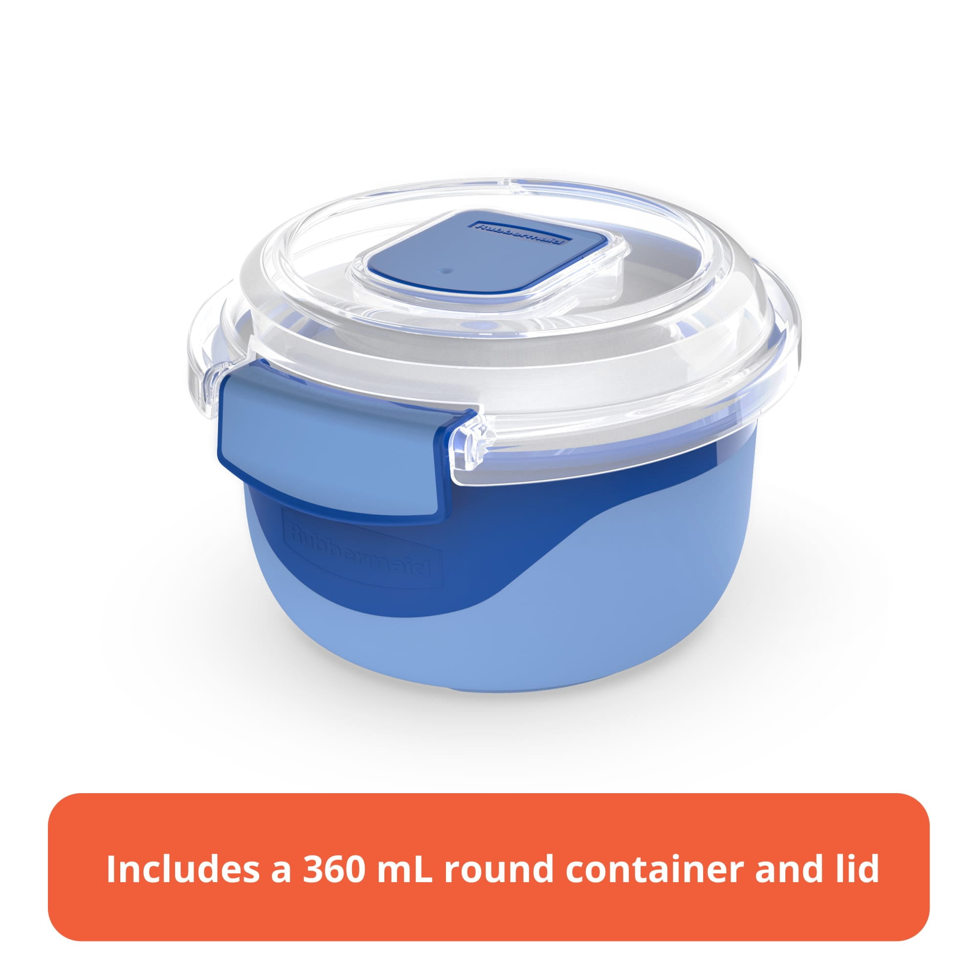 Rubbermaid Pack & Go 360 mL Round Microwaveable Container, 100% Leakproof Meal Prep Container, Dishwasher-Safe and Microwave-Safe