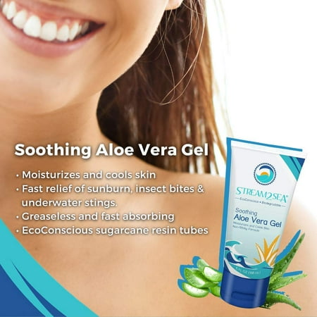 Stream2Sea Soothing All Natural Aloe Vera Gel for Face and Body, 6 Fl oz