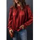 thumbnail image 3 of ABPHQTO Blusa de mujer con volantes en el cuello y manga larga roja, 3 of 5