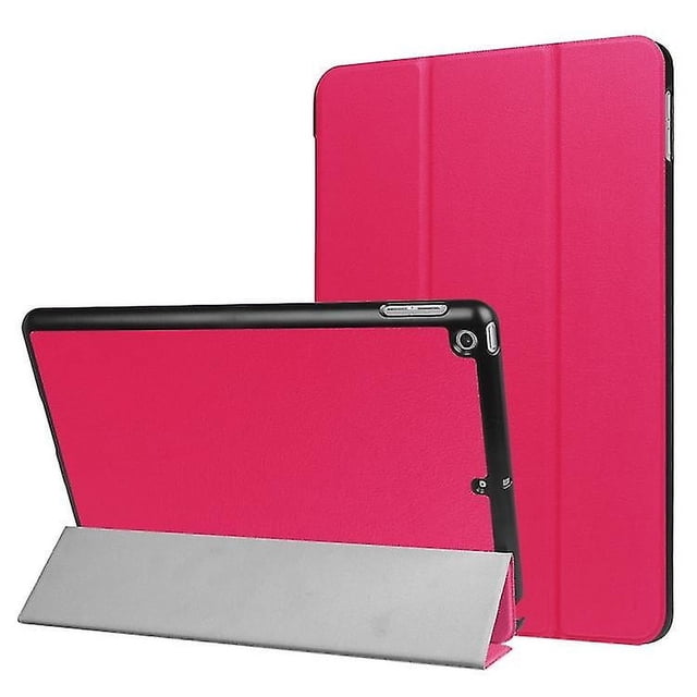 Funda de cuero con tapa horizontal y textura Custer para iPad 9.7 (2018) y iPad 9.7 (2017), con tres pliegues y función de suspensión/activación (negra)