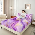thumbnail image 4 of jejeloiu Modern Fluid Artwork Twin Sheet Sets,Marble Pattern Twin Fitted Sheet,Gradient Pink Purple Flat Sheet For Teens,Microfiber Bedroom Decor,3-Piece, 4 of 7