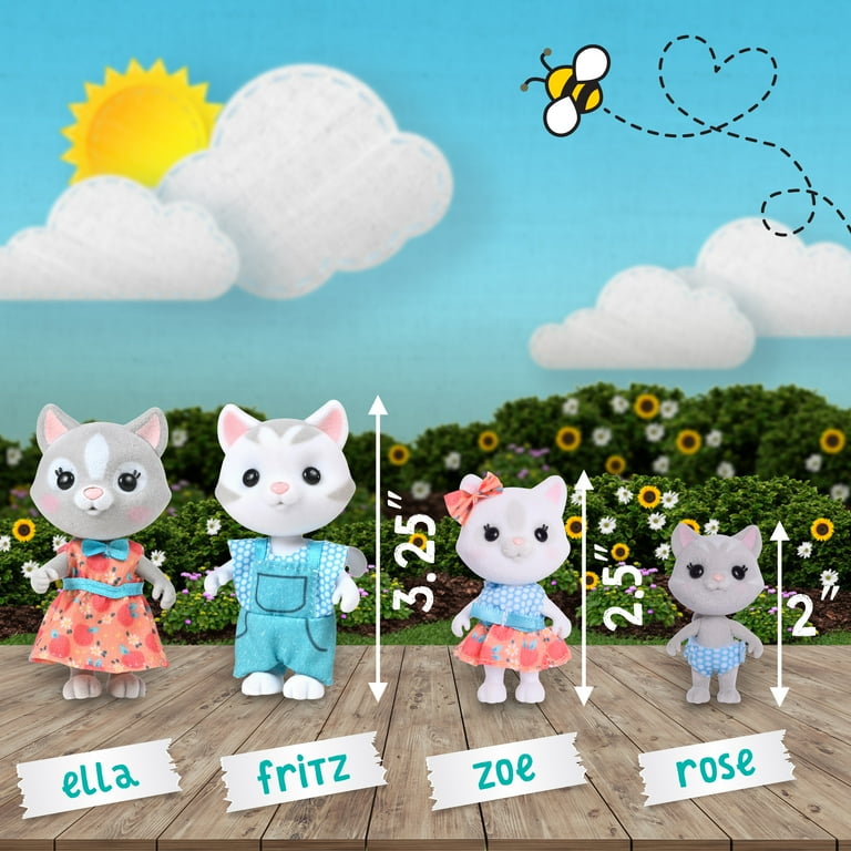 Honey Bee Acres Purringtons Cat Family Doll Figures, 4 Miniature