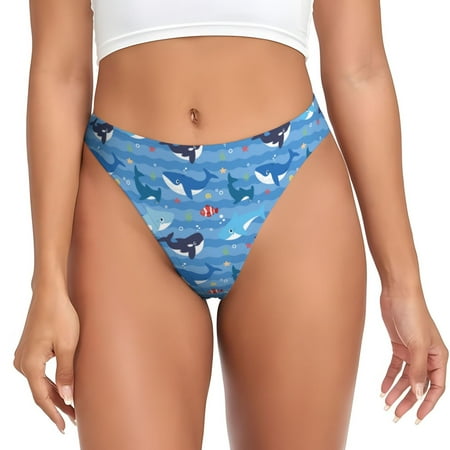 Sigee Blue Fish for Women s G-String Panty  Low Rise  Soft Lace Perfect for Everyday Wear or Special Occasions-Medium