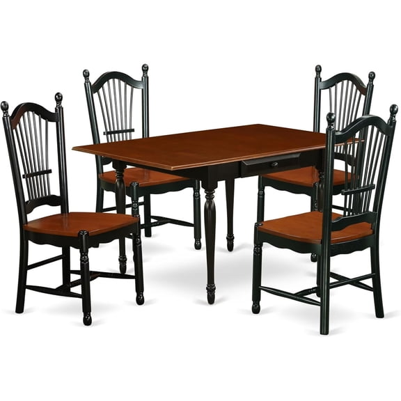 HomeStock 5 Piece Kitchen Table & Chairs Set Includes a Rectangle Dining Room Table with Dropleaf and 4 Dining Chairs, 36x54 Inch,Black & Cherry