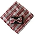 thumbnail image 1 of Triple M Plus Argyle Plaid Tartan Bowtie with Pocket Square Set In Burgundy(Wine/Maroon/Sangria/Claret) with Gray and Heather Gray Color, 1 of 1