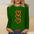 thumbnail image 1 of Blusas Honeeladyy para mujer, elegantes, informales, de manga larga, con estampado de corazones, cuello redondo, holgadas y cómodas, de manga tres cuartos, para jeans, leggings o vestidos (verde, XL), 1 of 4
