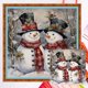 thumbnail image 1 of Hilo Algodón Ecológico Bordado Punto Cruz Muñeco Nieve Navidad Contado 11CT 45x45cm, 1 of 9